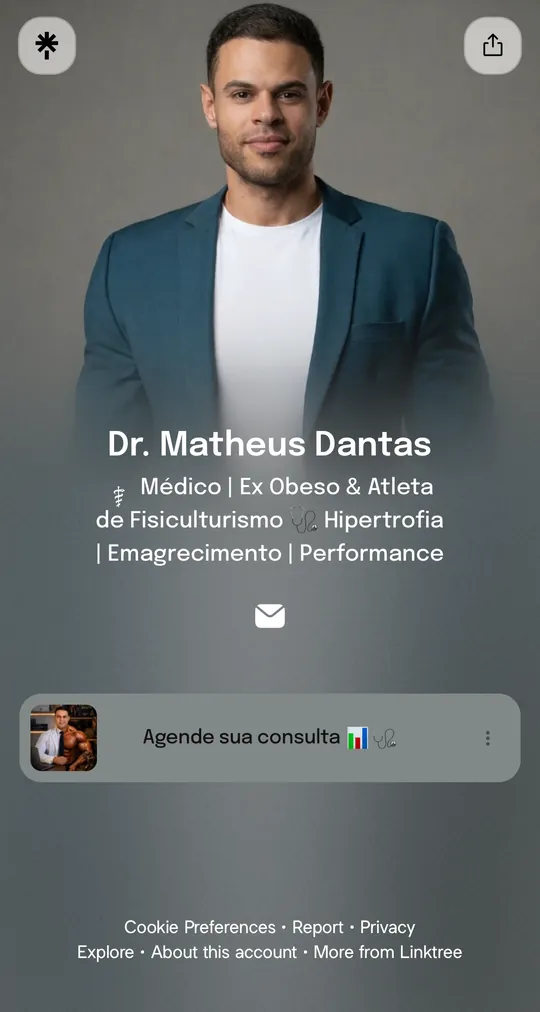 Linktree que o Dr. Matheus Dantas usava antes, com um único botão de agendar consulta