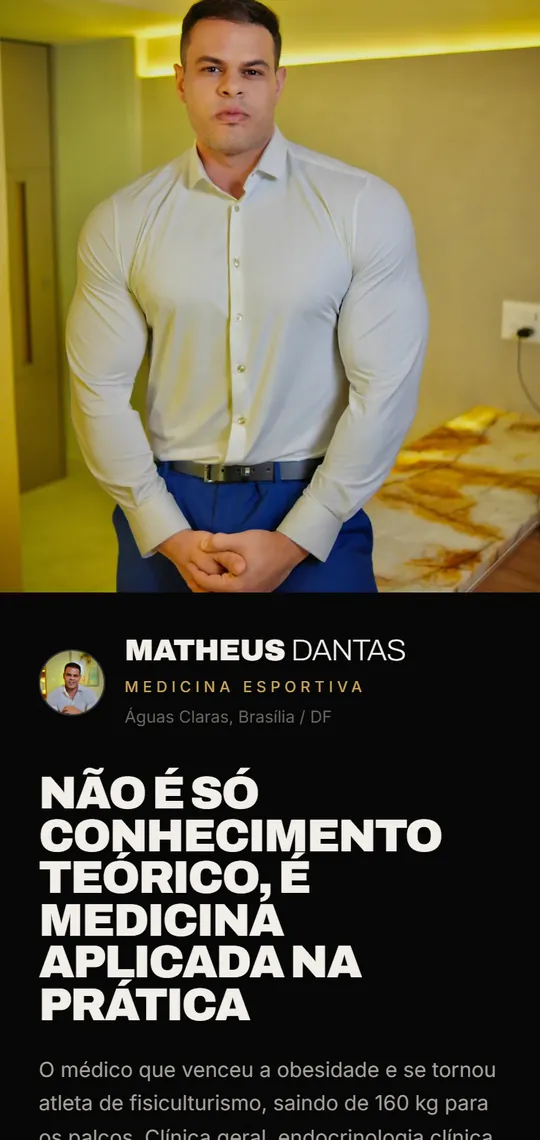 Link bio atual do Dr. Matheus Dantas, com foto, especialidade e botões de agendamento