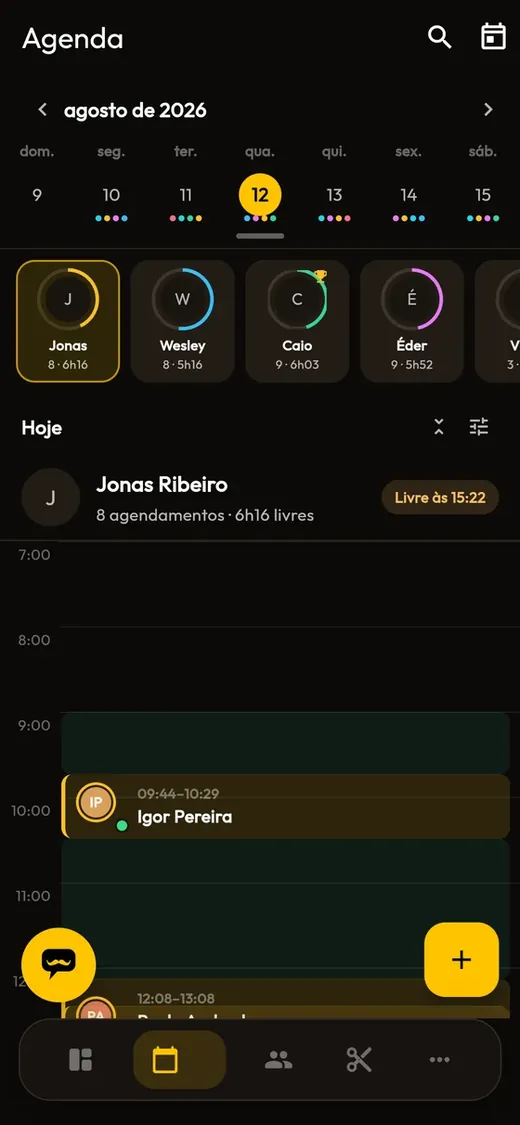 Agenda do dia no app do Rukz